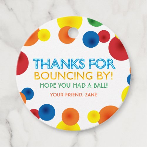Bouncy Ball Birthday Round Favor Tags