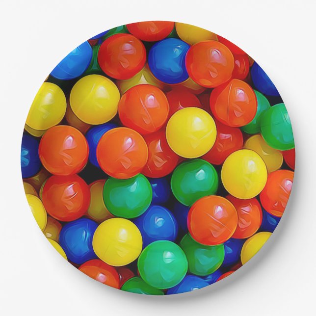 Bouncy Balls Ball Pit themed Birthday Party Paper Plates (Front)