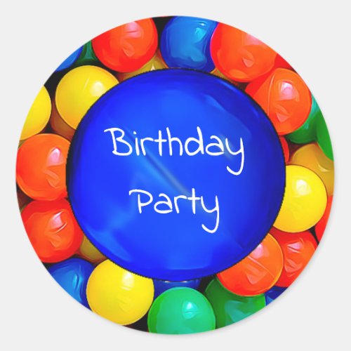 Bouncy Balls Birthday or Invitation sealers Classic Round Sticker