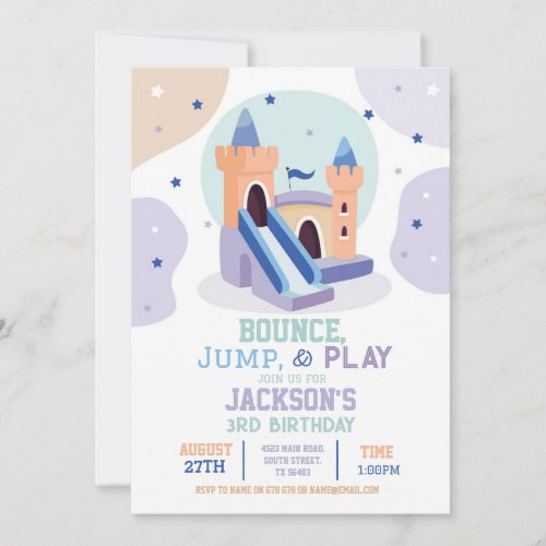 Bouncy Castle  Birthday Party Jump Bounce House Invitation