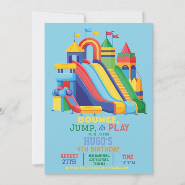 Bouncy Castle Birthday Party Jump Bounce House Invitation (Front)