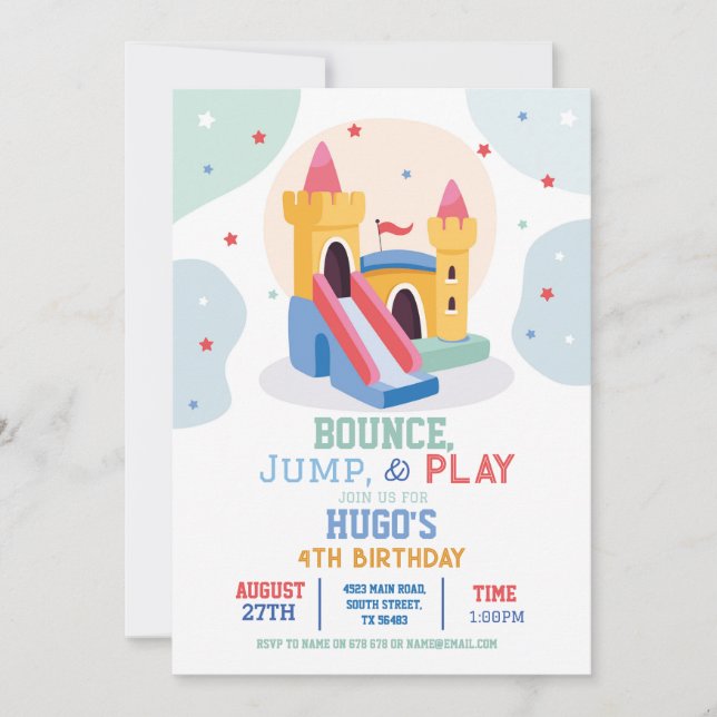 Bouncy Castle Birthday Party Jump Bounce House Invitation (Front)