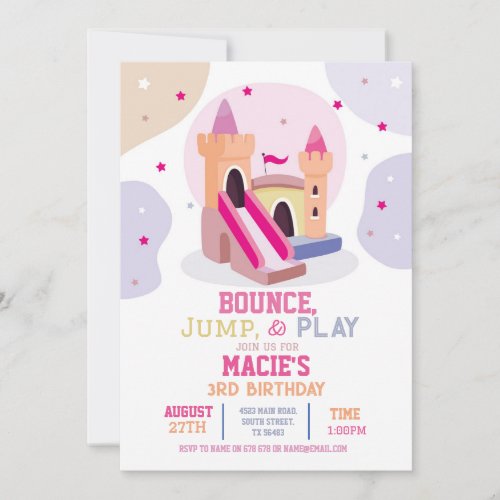 Bouncy Castle Birthday Party Pink Bounce House Invitation