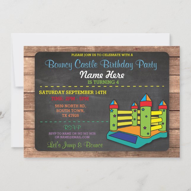 Bouncy Castle Party Jump Kids Birthday Invitation (Front)