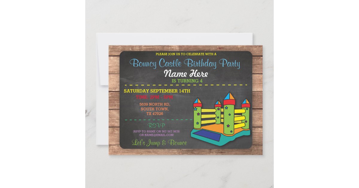 Bouncy Castle Party Jump Kids Birthday Invitation Zazzle