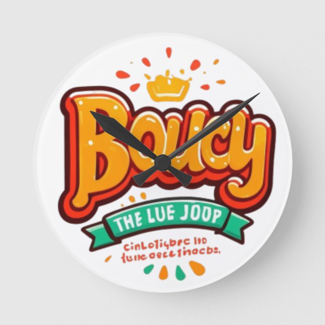 Bouncy Crown Round Clock (Front)