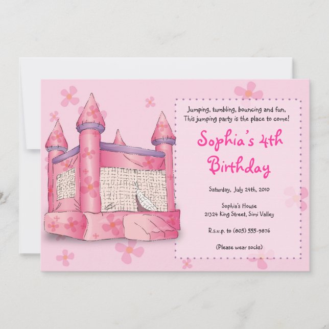 Bouncy Fun - for Girls! Invitation (Front)