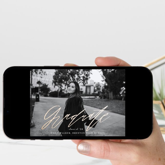 Bouncy Script Graduation Announcement Card (Front Digital)