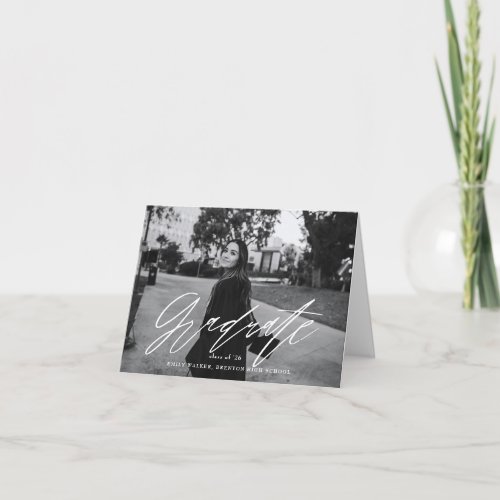 Bouncy Script Graduation Announcement Card