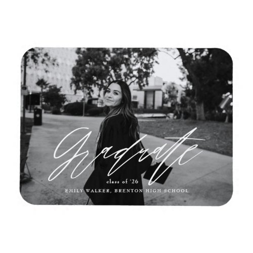 Bouncy Script Graduation Announcement Card Magnet