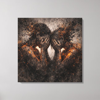 Bound by Fire: A Couple's Shared Struggle Canvas Print