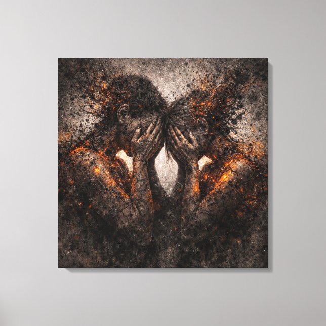 Bound by Fire: A Couple's Shared Struggle Canvas Print (Front)