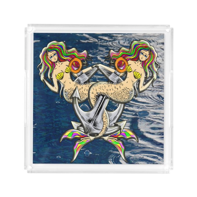 Bound Mermaids - Nautical Design for Ocean Lovers Acrylic Tray (Front)
