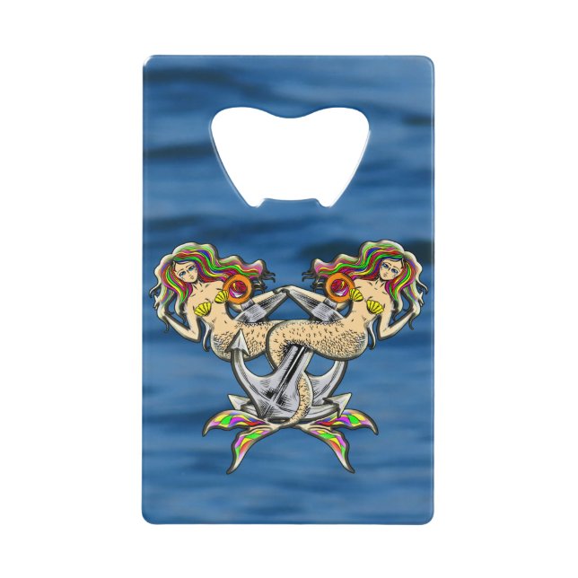 Bound Mermaids - Nautical Design for Ocean Lovers Credit Card Bottle Opener (Front)