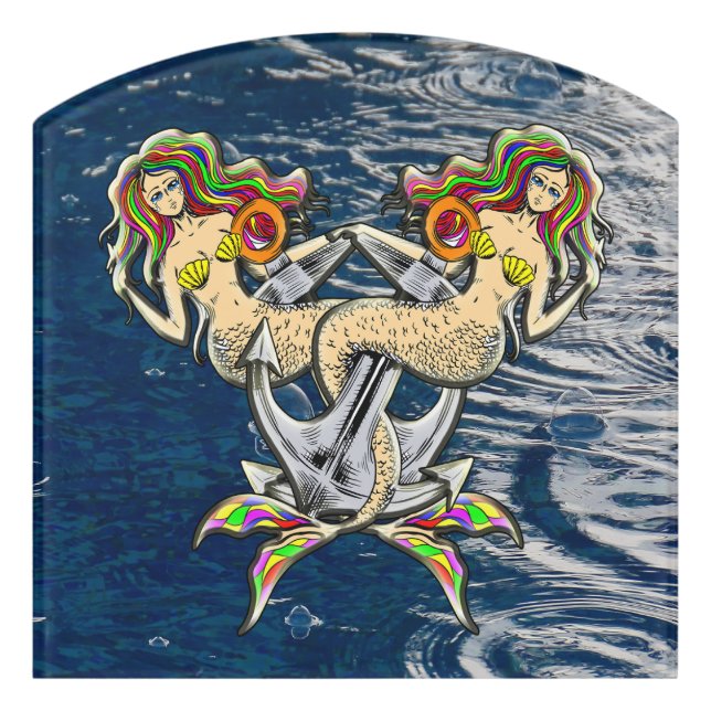 Bound Mermaids - Nautical Design for Ocean Lovers Door Sign (Contour Front)