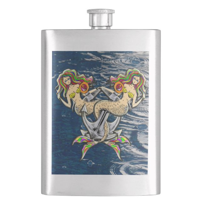 Bound Mermaids - Nautical Design for Ocean Lovers Flask (Front)