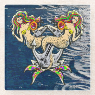 Bound Mermaids - Nautical Design for Ocean Lovers Glass Coaster