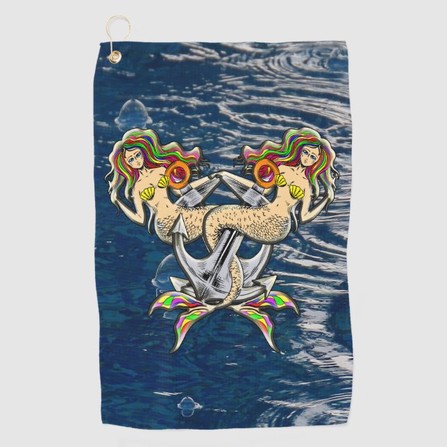 Bound Mermaids - Nautical Design for Ocean Lovers Golf Towel (Front)