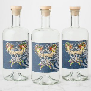 Bound Mermaids - Nautical Design for Ocean Lovers Liquor Bottle Label