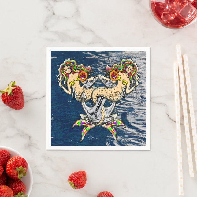 Bound Mermaids - Nautical Design for Ocean Lovers Napkins (Insitu)