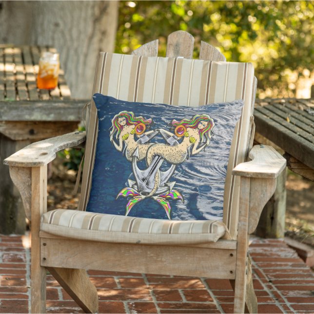 Bound Mermaids - Nautical Design for Ocean Lovers Outdoor Pillow (Chair)