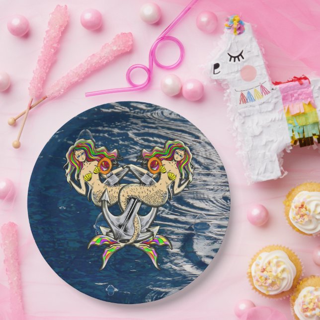 Bound Mermaids - Nautical Design for Ocean Lovers Paper Plates (Party)
