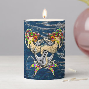 Bound Mermaids - Nautical Design for Ocean Lovers Pillar Candle