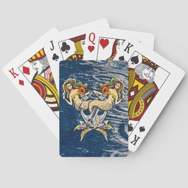 Bound Mermaids - Nautical Design for Ocean Lovers Poker Cards (Back)