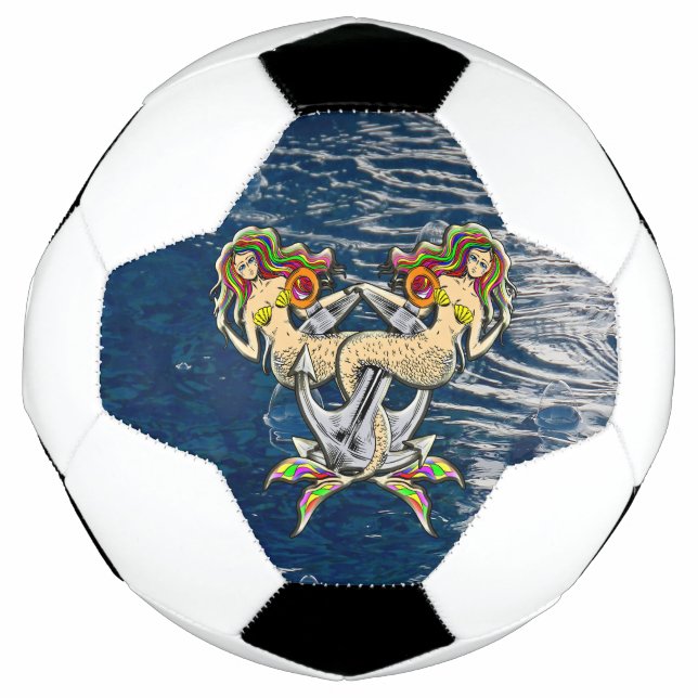 Bound Mermaids - Nautical Design for Ocean Lovers Soccer Ball (Front)