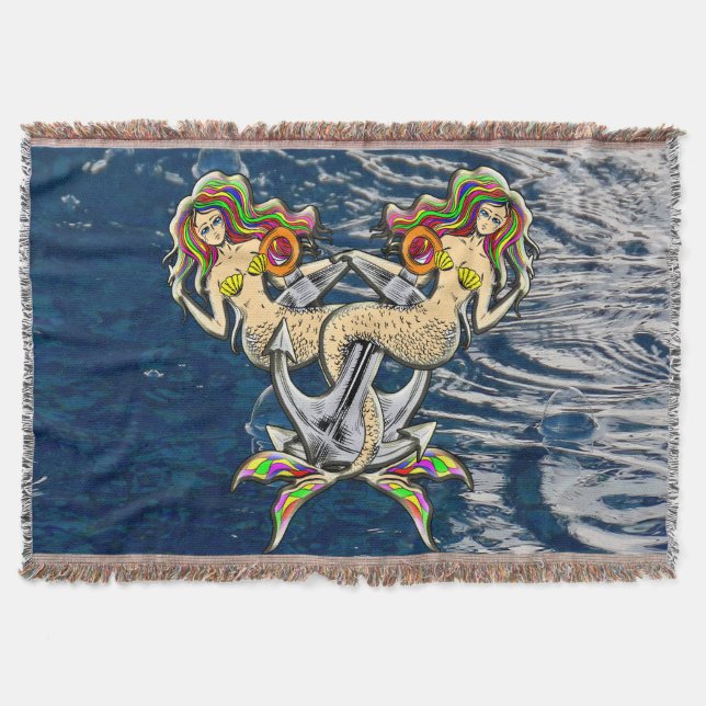 Bound Mermaids - Nautical Design for Ocean Lovers Throw Blanket (Front)
