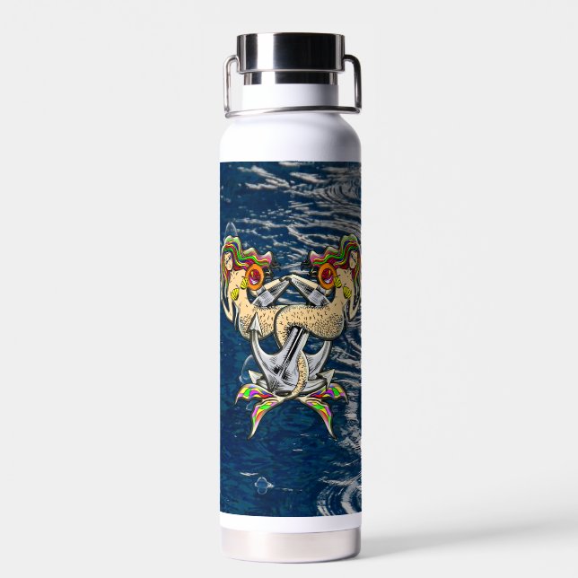 Bound Mermaids - Nautical Design for Ocean Lovers Water Bottle (Back)