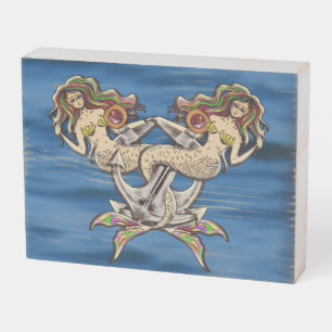 Bound Mermaids Nautical Wooden Box Sign
