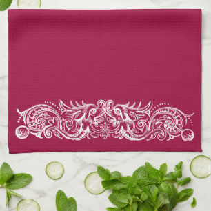Bound Monsters White Print Kitchen Towel