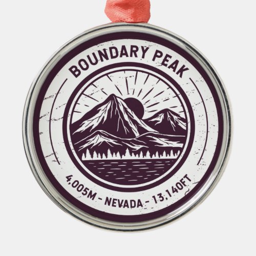 Boundary Peak Nevada Hiking Skiing  Metal Ornament
