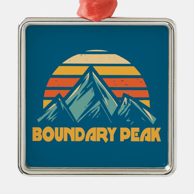 Boundary Peak Nevada Retro Turquoise Metal Ornament (Front)