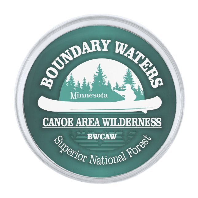 Boundary Waters Canoe Trail Wilderness Silver Finish Lapel Pin (Front)