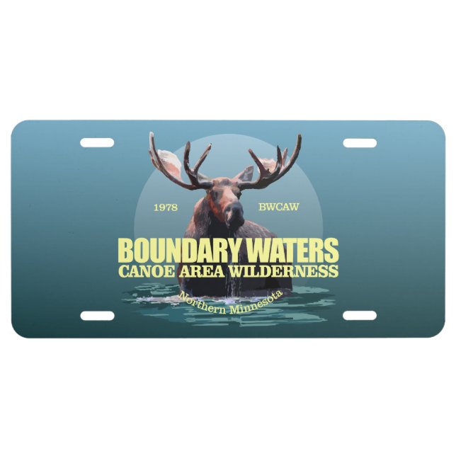 Boundary Waters CAW (Moose) WT License Plate (Front)