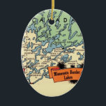 Boundary Waters Minnesota Ornament<br><div class="desc">Wonderful vintage Boundary Waters map reproduced on a ceramic ornament.  The ornament is a terrific gift,  stocking stuffer and will look amazing hanging on your Christmas,  holiday tree or to give as a gift!</div>