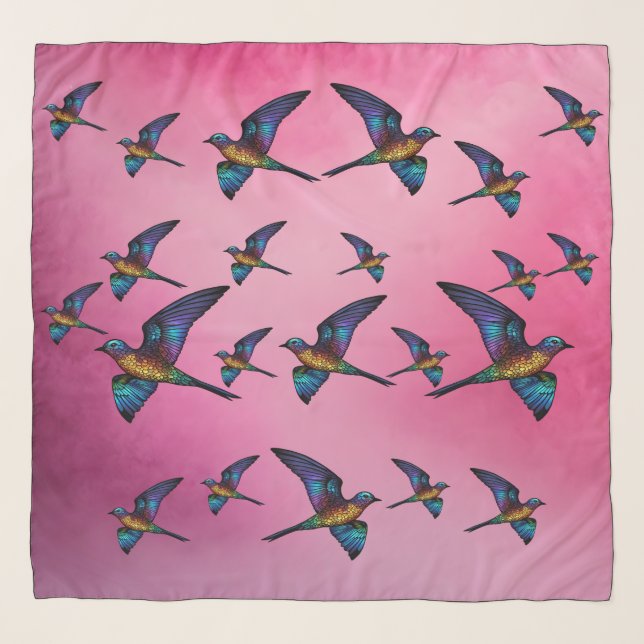Boundless Wanderer: Multicoloured Swift Bird Scarf (Front)