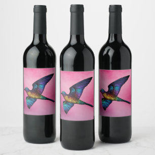 Boundless Wanderer: Multicoloured Swift Bird Wine Label