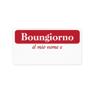 Boungiorno My Name Is...Tags Label