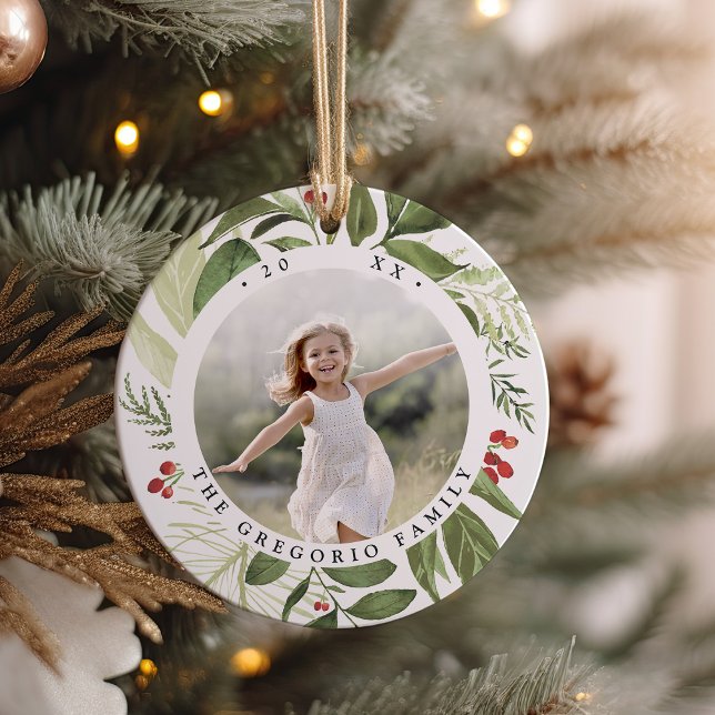 Bountiful Botanical Personalized Photo Ceramic Ornament (Creator Uploaded)