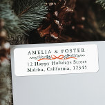 Bountiful Bow Border Christmas Return Address Label<br><div class="desc">This return address label features a watercolor red ribbon bow border with botanical greens.</div>