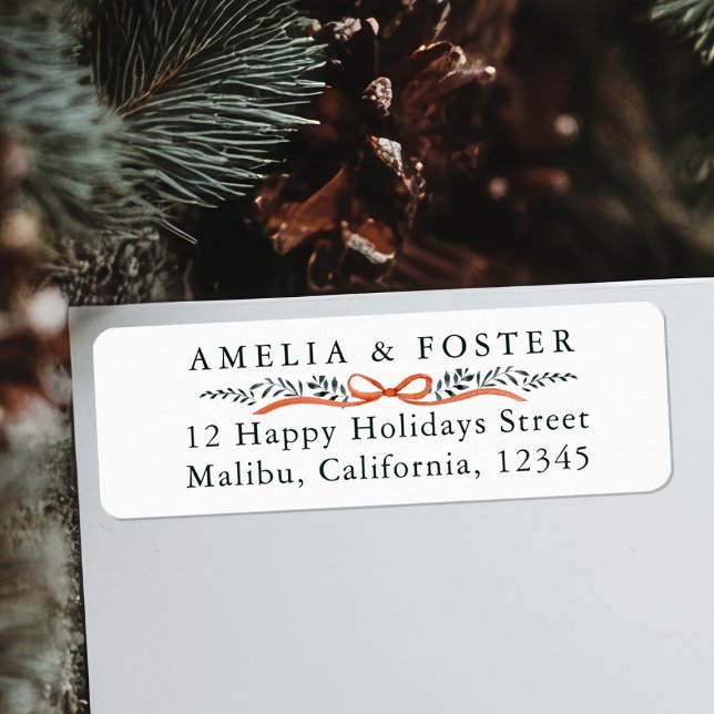 Bountiful Bow Border Christmas Return Address Label (Creator Uploaded)
