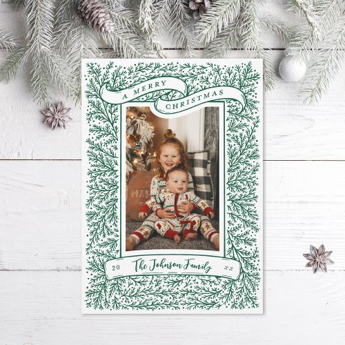 Bountiful Branches Forest Green Christmas Photo Holiday Card