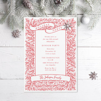 Bountiful Branches Red and White Christmas Invitation