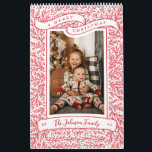 Bountiful Branches Red and White Christmas Photo Calendar<br><div class="desc">Hand drawn juniper branches with ribbon "a merry christmas"; Customize the text on the front and photos inside.</div>