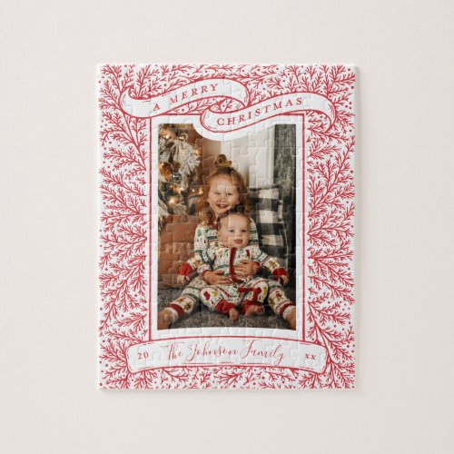 Bountiful Branches Red and White Christmas Photo Jigsaw Puzzle