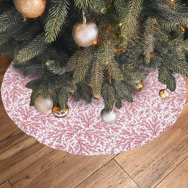 Bountiful Branches Red and White Juniper Christmas Brushed Polyester Tree Skirt (Creator Uploaded)