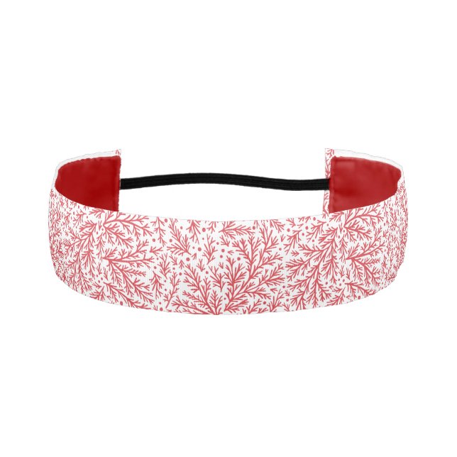 Bountiful Branches Red and White Photo Christmas Athletic Headband (Front)